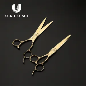 UATUMIプロ卸売売れ筋ヘアカットはさみ6.3インチ日本から輸入VG10スチールマレット18Kゴールド