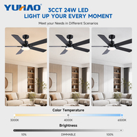 Ventilateur de plafond LED silencieux avec télécommande, moteur BLDC, pales en contreplaqué, 42-52 pouces, pour salon, salle à manger, chambre à coucher - Fabrication OEM/ODM