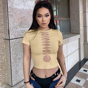 <span class=keywords><strong>Modelli</strong></span> Khaki Abbigliamento <span class=keywords><strong>Donna</strong></span> Camicetta Sexy Casual T-Shirt a Maniche Corte per Donne - Product Image 2