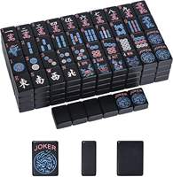 Tuiles de Mahjong Américaines Noires Mate de Luxe en Gros, 166 Pièces, 1,2 Pouces, Résistantes à l'Eau, Durables, Ensemble de Jeu Portable pour les Loisirs et les Voyages