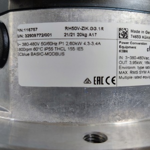 Ventilateur centrifuge de refroidissement pour centre de données ZIEHL-ABEGG RH50V-ZIK.GG.1R 116757 380-480V 2.60KW 4.30-3.40A 1800RPM AHU - Product Image 6