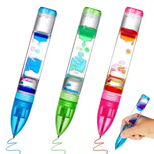 Design Promotional Ballpoint Pen With Droplet Movement Colorful Liquid Timer Pens Perfect Gift Fidget Pens