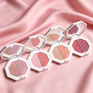 พาเลทบลัชออนไฮไลท์เตอร์สองสีแบบขายส่ง ของแท้ ชิมเมอร์ แมตต์ ติดทนนาน แป้งอัดแข็งสำหรับปัดแก้ม - Product Image 1