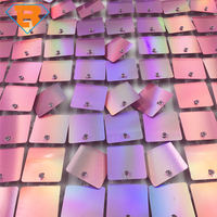 Panel latar belakang dinding payet persegi berkilauan ungu iridescent untuk pesta Halloween, Natal, ulang tahun, pernikahan, ramah lingkungan