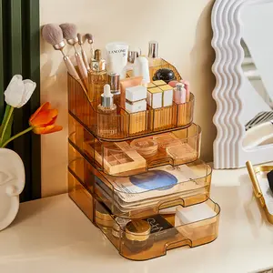 Kotak penyimpanan Makeup kamar mandi multifungsi, wadah penyimpanan organizer Makeup kosmetik cantik dengan laci