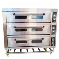 Oven Panggang Listrik 3 Dek 9 Loyang Industri Komersial Besar, Oven Roti 6 Loyang untuk Toko Roti, Restoran, Hotel