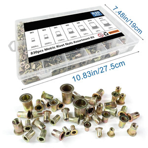 Metric Rivet Nuts Assortment 830pcs M3 M4 M5 M6 M8 M10 M12 Color Zinc Plated Steel Self Tapping For Communication Equipment - Product Image 3