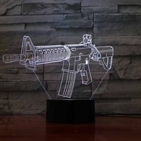 Lampe de chevet LED 3D en acrylique en forme de pistolet, 7 couleurs changeantes, commande tactile, lumière d'ambiance chaude, décoration de la maison, cadeau