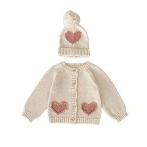 Setelan Cardigan Rajut Musim Gugur Engepapa untuk Anak Perempuan dan Laki-laki, Termasuk Topi, Pakaian Bayi Katun, Jaket Bayi - Product Image 6