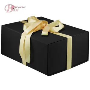 Schwarze Geschenkbox mit Deckel Verpackungsband magnetische Geschenke enthält Kartenband zerkleinertes Papier Füllstoff Geschenkbox für Weihnachten