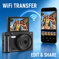 Fotocamera AI per Bellezza 2100MP 4K con Schermo Touch Flip da 3.0 Pollici, Autofocus, WiFi, Editing Foto Selfie, 10 Filtri, Sticker, Vlog Cam, Zoom 2x-7x