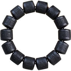 Pulsera de madera de jujube con cuentas de barril de 14mm, grabada con mantra de seis sílabas, para hombres y mujeres, regalo de joyería para la oración - Product Image 5