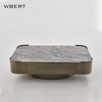 WBERT Tiroir carré personnalisé Rangement Design Post-Moderne Métal Marbre Combinaison Lumière Luxe Table basse en acier inoxydable Petite