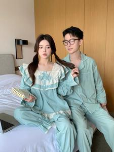 Conjunto de Bata de Casa de Algodón Transpirable, Holgada y Larga, Estilo Coreano Romántico y Clásico para Mujer, para Pareja - Product Image 3