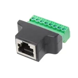 RJ45母座至螺旋网络电缆端子RJ45至8针引脚端子连接器网络扩展器