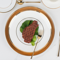 Service de table blanc style japonais et coréen, avec bordure dorée, 4 pièces