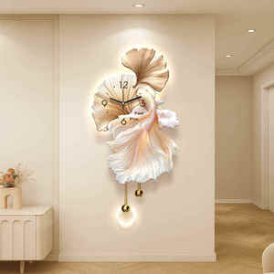 Reloj de Pared de Lujo para <span class=keywords><strong>TV</strong></span>, Reloj Decorativo con Diseño de Koi para Sala de Estar - Product Image 5