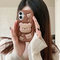 Support de téléphone portable en silicone 3D mignon et adorable en forme d'ours, antichoc, pour Redmi Note 14 Note 13