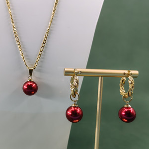 Set di <span class=keywords><strong>Collana</strong></span> e Orecchini Placcati Oro Stile Hawaiano Samoa Marshall Impermeabili e Resistenti allo Sbiadimento <span class=keywords><strong>con</strong></span> <span class=keywords><strong>Perle</strong></span> Hawaiane per Donne - Product Image 2