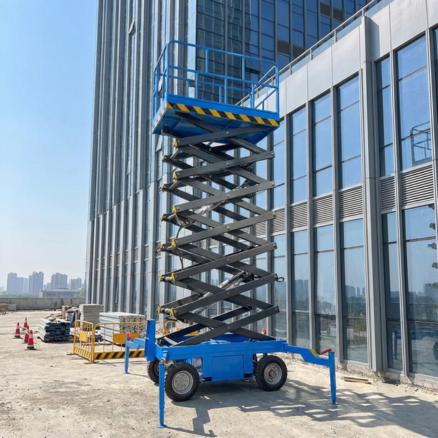 Three-point 4m 6m 8m 10m 12m 14m 20m Electric Scissor Lift Mobile Aerial Work Platform Hydraulic Lift CE ISO Certified 100kg