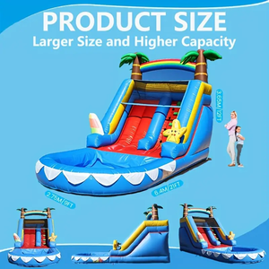 Bán buôn PVC Inflatable cá mập hình bền bouncy nhà với leo núi Bouncer và trượt nước cho trẻ em sử dụng ngoài trời trong vườn - Product Image 2