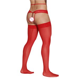 Mono de Encaje Elástico con Abertura en la Entrepierna para Hombre, Tanga y Medias de Seda, Medias Sexys para Hombre <span class=keywords><strong>Gay</strong></span> - Product Image 5