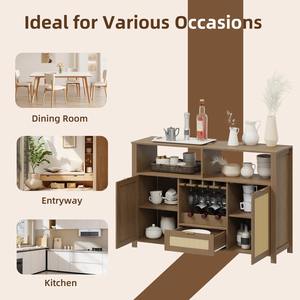 Mueble Bar Moderno <span class=keywords><strong>de</strong></span> Madera <span class=keywords><strong>de</strong></span> 51 Pulgadas con Paneles Ajustables, Ecológico y Multifuncional, con Puertas y Cajones para Almacenamiento <span class=keywords><strong>de</strong></span> Café y Vino, para Comedor - Product Image 4