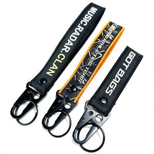 <b>Custom</b> Logo Woven Embroidered Short Keychain Lanyard Motorcycle Wrist Lanyards with Eagle Hooks-Promotional Carabiners - Product Image 2
