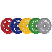 Plaques de poids en caoutchouc vierge Rouser Fitness, plaques de poids durables de 5 à 25 kg pour équipement d'entraînement de force en salle de sport commerciale