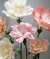 Fleurs artificielles géantes de haute qualité en organza et papier, coquelicot rose, 6 pièces, pour la décoration de la maison, les mariages, les magasins et les accessoires de photographie