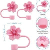 Nouveau réutilisable 10mm Silicone paille Topper gros Bar accessoires Silicone capuchon couvercle couvercle en forme de boire rose fleur paille couverture