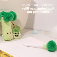 Stylo en peluche en forme de brocoli KUKI, anti-stress, porte-clés, stylo gel