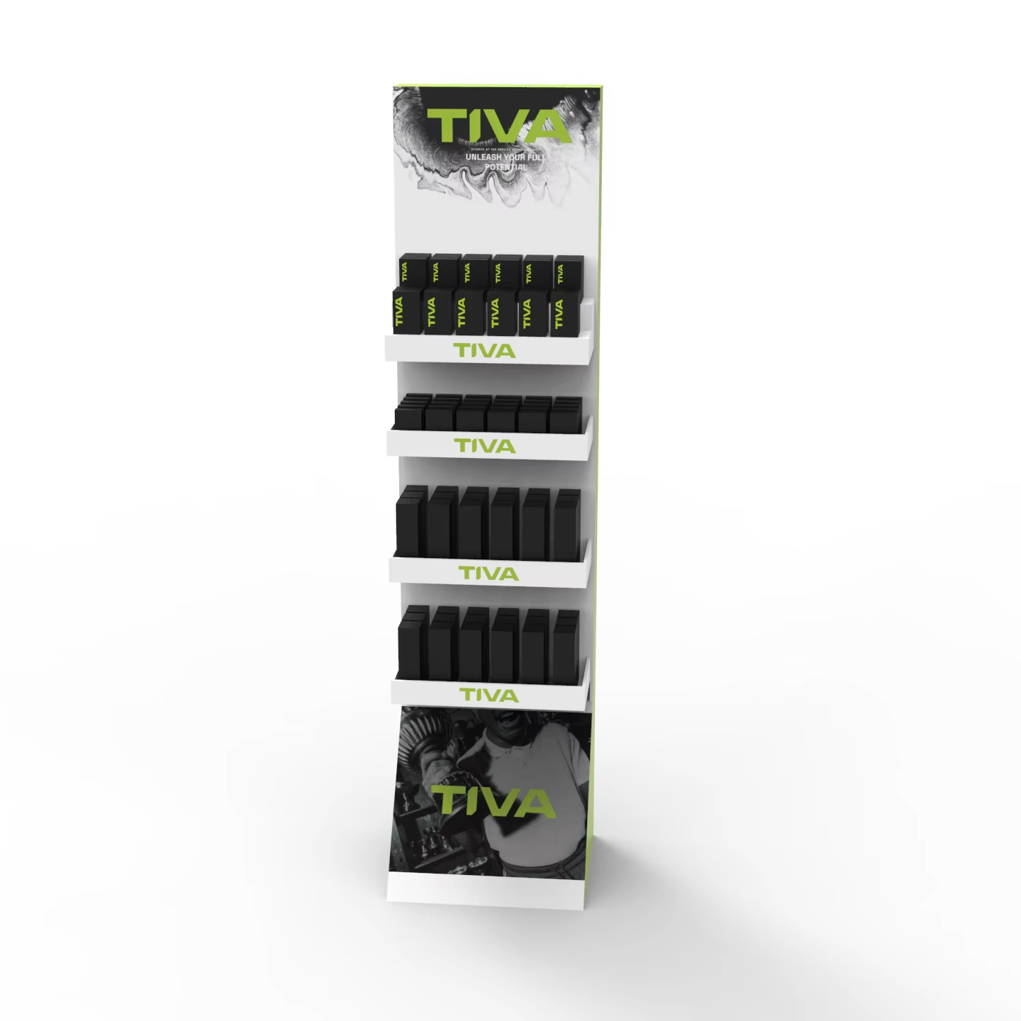 Apache Custom Single-Sided PVC Sports Product Display Stand for Gyms Shelves for Outdoor Product Stores and Supermarkets