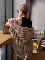 Pull cardigan en tricot ample à capuche uni élégant pour femmes, veste sans manches élégante, automne, bureau, femmes, trajets quotidiens, streetwear