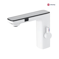 Robinet de lavabo moderne à poignée unique avec affichage numérique LED de la température, en laiton, pour salle de bain