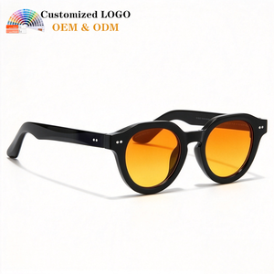 Wholesale Custom logo Classic Retro <strong>Small</strong> <strong>Round</strong> Frame Vintage Fashion <strong>Sunglasses</strong> for Men Women UV400 Rivet Decorated Shades - Product Image 1