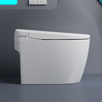 Toilette intelligente en céramique de haute qualité, 55 cm, à poser au sol, avec siège chauffant, double chasse, lumière nocturne, siphon en S, adaptée aux salles de bain