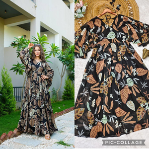 ชุดเดรสยาวพิมพ์ลายดอกไม้สไตล์อินเดียแบบดั้งเดิม ผ้าจอร์เจตต์เทียม สำหรับงานปาร์ตี้  ชุดลำลองผู้หญิง  แฟชั่น - Product Image 2