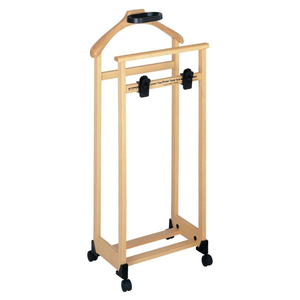 The Wearer <b>Valet</b> <b>Stand</b> Natural 46x28x103 Cm Solid Beech Wood With Wheels For <b>Clothes</b> Storage - Product Image 2