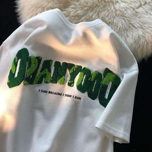 100% Cotton Custom French Terry Chenille Embroidery logo Tshirts Printing Plus Size Men's <b>T</b>-<b>shirts</b> - Product Image 1