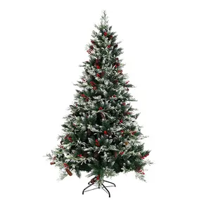 8Ft Folding Custom Collapsible Pop Up Full PE Pine Needle Christmas Tree With Berries