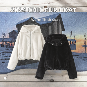 2025 Women's Spring Flannel Chic Overshirt New Fashion <b>Vintage</b> Long Sleeve Hooded Jacket <b>Coat</b> Artificial <b>Fur</b> Effect Casual - Product Image 2