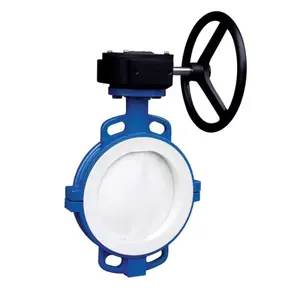 150LB 4 inch DN100 Wafer Type full Lined ptfe seat WCB Double Acting Pneumatic Actuator Butterfly Valve