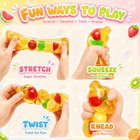 Transparante bananen squishy toy, kleurrijke fruitgevulde knijp stressverlichtende fidget toy