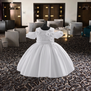 Nouvelle robe de princesse bouffante pour filles, robe de cérémonie formelle pour enfants, en satin uni, boutonnée, pour l'été, pour les spectacles, pour les mariages - Product Image 3