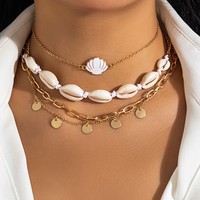 Collier de perles style plage, bijoux imitation perle, pendentif étoile de mer et coquillage, style rétro vacances, collier ras du cou pour femme