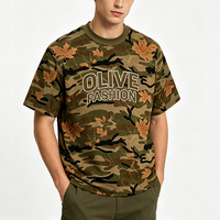 T-shirt en coton lourd pour homme, camouflage, manches courtes, jersey, t-shirt personnalisé avec logo brodé, streetwear, tee-shirt pour la vente en gros