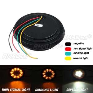 2 ou 4 pièces, feux arrière ronds 12V 16 LED ambre/rouges pour voiture, feux de brouillard arrière, feux stop, feux de recul pour camion, remorque, poids lourd - Product Image 6