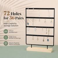 Support de présentation pour boucles d'oreilles en métal personnalisé avec base en bois, présentoir à bijoux multi-niveaux pour comptoir de magasin et organisation à domicile