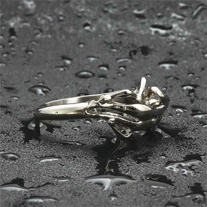 Lovers Shape Titanium Steel <b>Ring</b> Silver Unisex Everyday Wear Fine Jewelry 26016 - Product Image 2